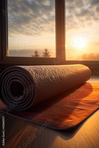 Sunrise over a yoga mat