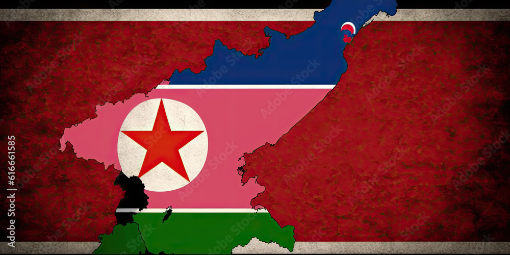 map-of-north-korea-in-north-korea-flag-colors-a-map-of-north-korea