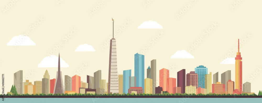 North Korea Landmarks Skyline Silhouette Style, Colorful, Cityscape, Travel and Tourist Attraction - Generative AI