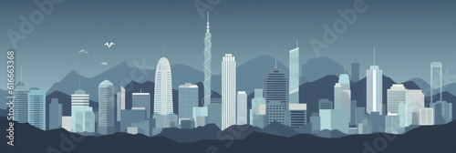 Kuala Lumpur city panorama  urban landscape with modern buildings. Business travel and travelling of landmarks. Illustration  web background. Skyscraper silhouette. Malaysia - Generative AI