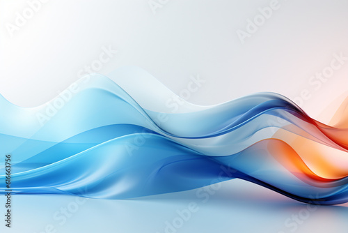 Abstract background with wavy lines. Blue smooth waves. Generative AI photo