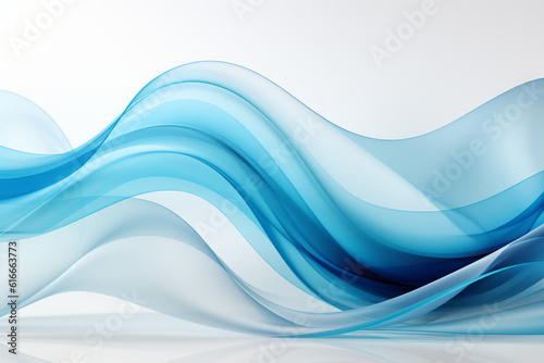 Abstract background with wavy lines. Blue smooth waves. Generative AI