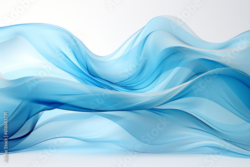 Abstract background with wavy lines. Blue smooth waves. Generative AI