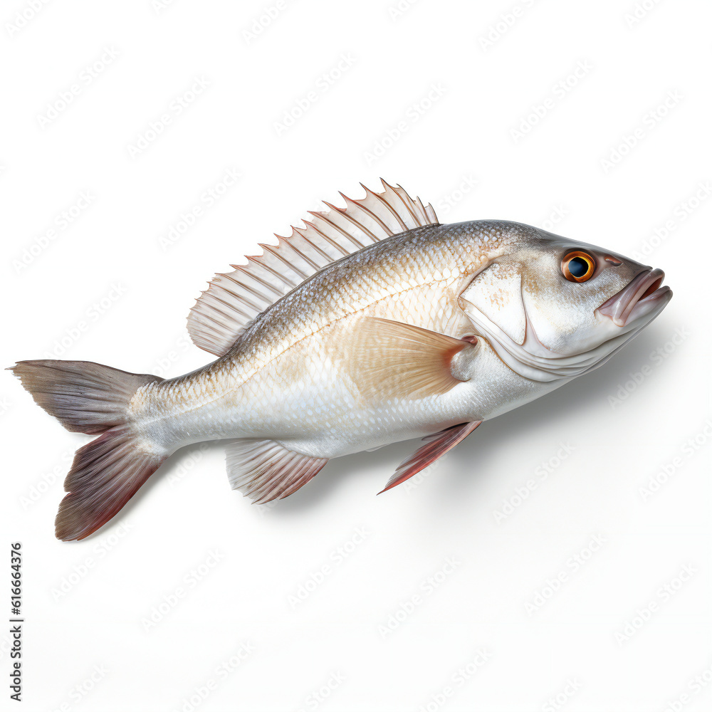 Freshwater fish on white background. 3D illustration digital art design, generative AI Freshwater fish on white background. 3D illustration digital art design, generative AI