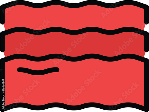 Bacon icon outline vector. Pork slice. Breakfast food color flat