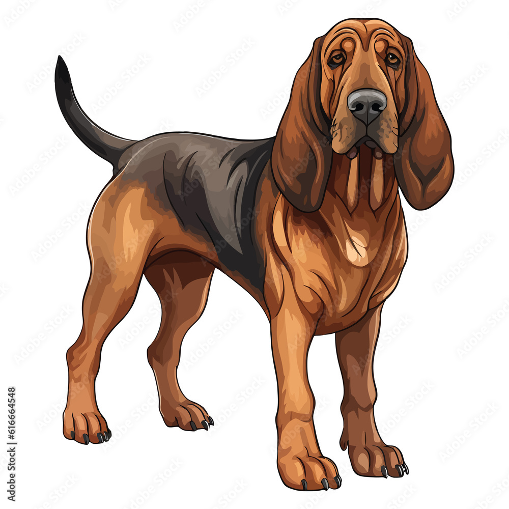 Expressive and Sniffing Champion: 2D Art Depicting the Adorable Bloodhound