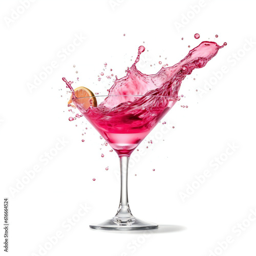 Cosmopolitan cocktail with splash. 3D illustration digital art design, generative AI