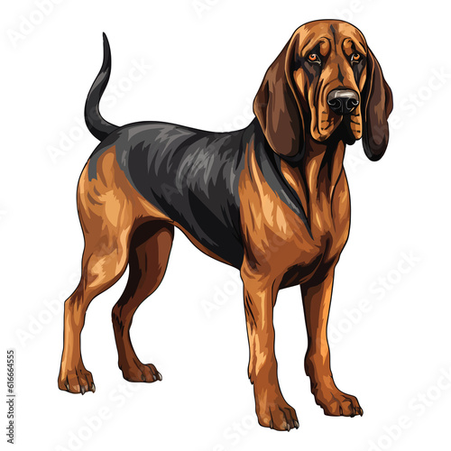 Expressive and Sniffing Champion: 2D Art Depicting the Adorable Bloodhound