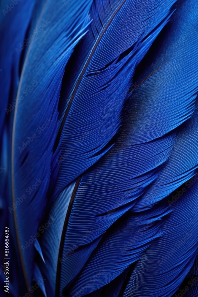 Obraz premium blue feather detail on macro scale, created with generative ai