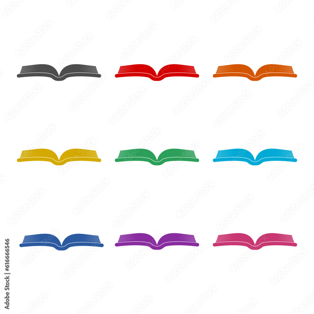 Open book icon. Color set