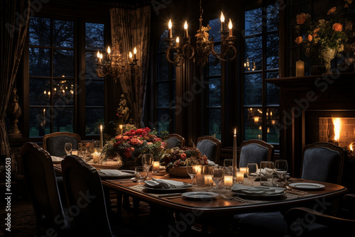 dimly Lit Dining Rooms with Candlelight Ambiance for an Intimate Experience Generative AI