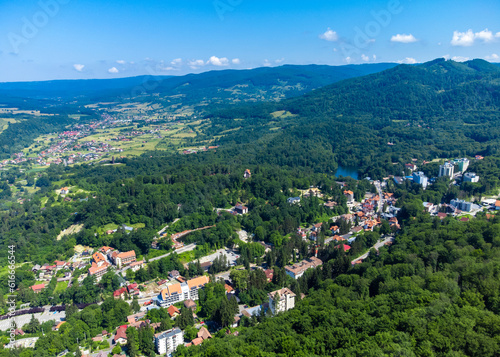Sovata resort - Romania seen from above in summer