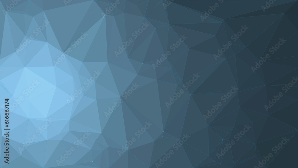 Fototapeta premium Pale Blue Abstract triangle low poly pattern with same tone line mesh and connected dots, polygonal geometric color, Technology concept background, Vector for Web, Mobile Interfaces or Print