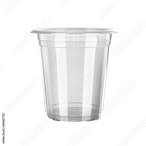 Empty transparent disposable beer cup isolated on transparent background. Generative AI.