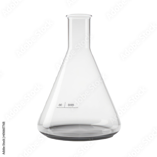 Empty chemical flask isolated on transparent background. Generative AI.