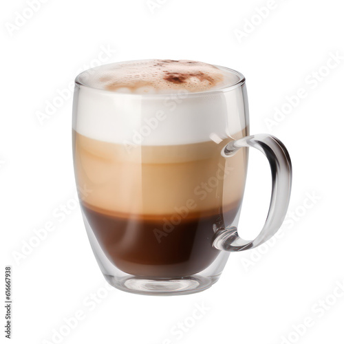 Coffee with milk isolated on transparent background. Generative AI.