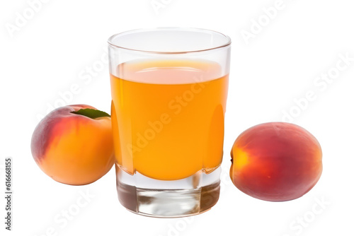 Glass of fruit apricot nectar isolated on transparent background. Generative AI.