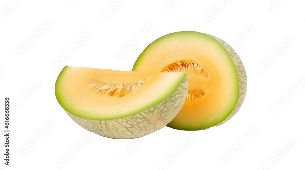 Melon isolated on transparent background. Generative AI.