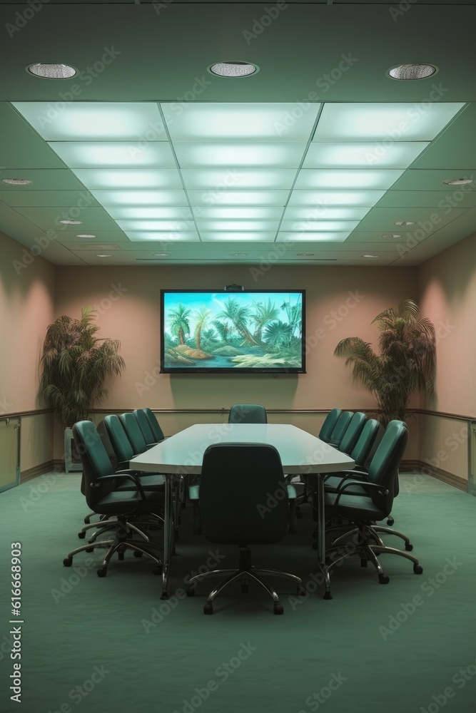 empty conference room with modern technology, created with generative ai