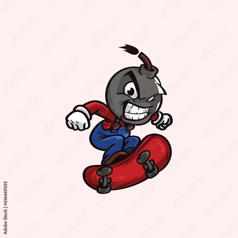 Boomber skateboard character logo vector Boomber skateboard character logo vector