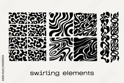 Geometric frame shapes on a black background. Abstract backgrounds, patterns, cyberpunk elements in trendy psychedelic rave style. Retro-futuristic aesthetics of the 2000s.