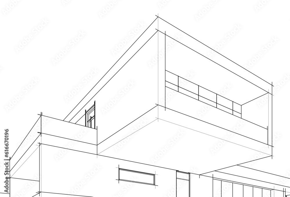 house building architectural drawing 3d illustration house building architectural drawing 3d illustration