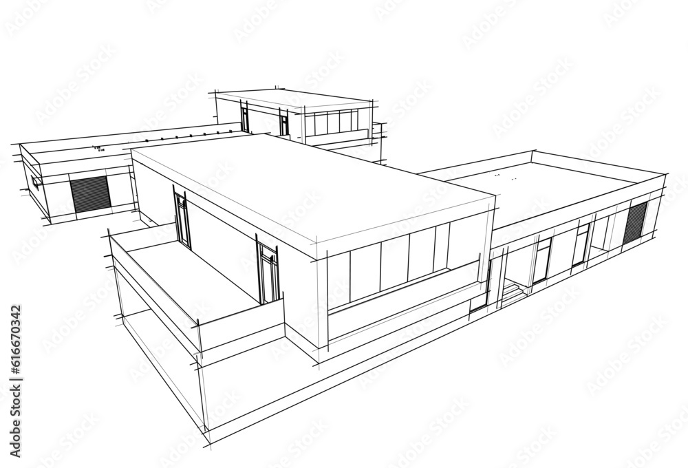 house building architectural drawing 3d illustration