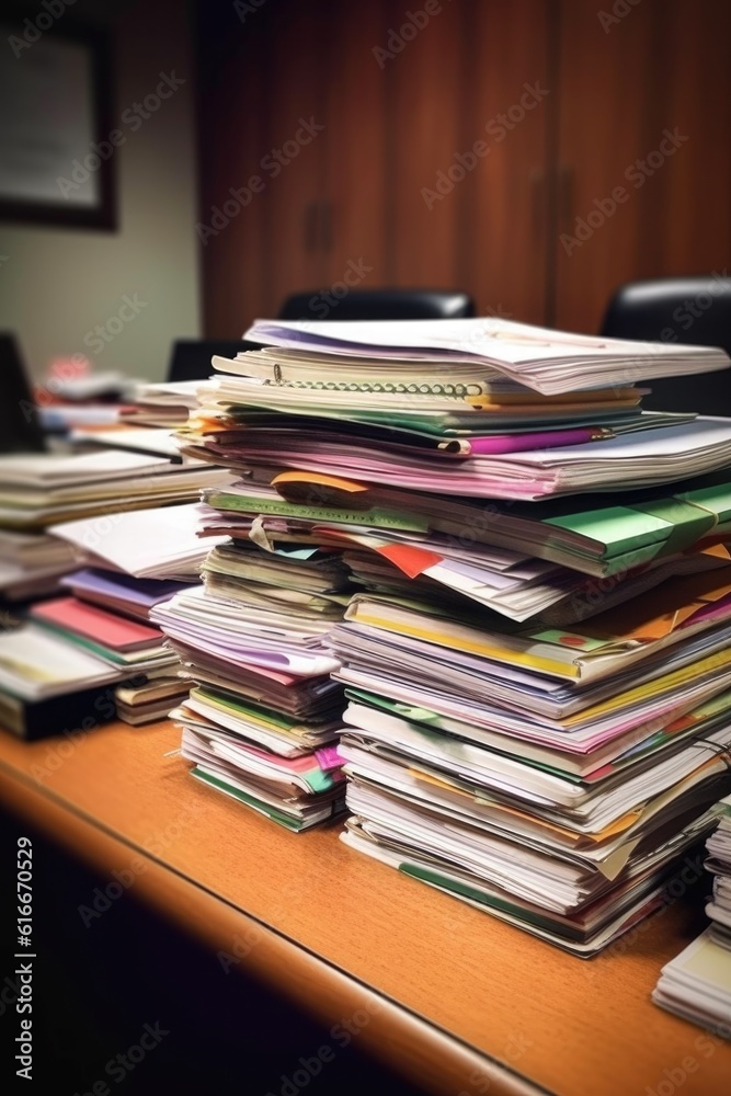 job applications stacked on office table, created with generative ai job applications stacked on office table, created with generative ai
