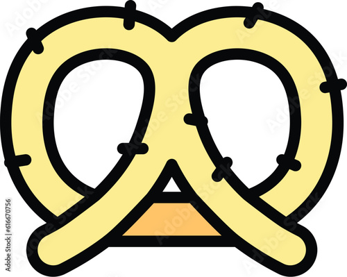 Pretzel icon outline vector. Bavaria bretzel. German bread color flat