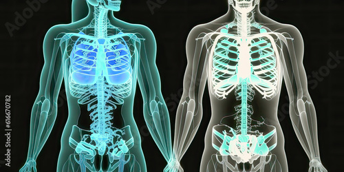 X-ray of endocrine system: An image of the glands that produce hormones in the body - Generative AI