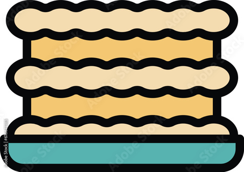 Italian lasagna icon outline vector. Lasagne pasta. Food cheese color flat