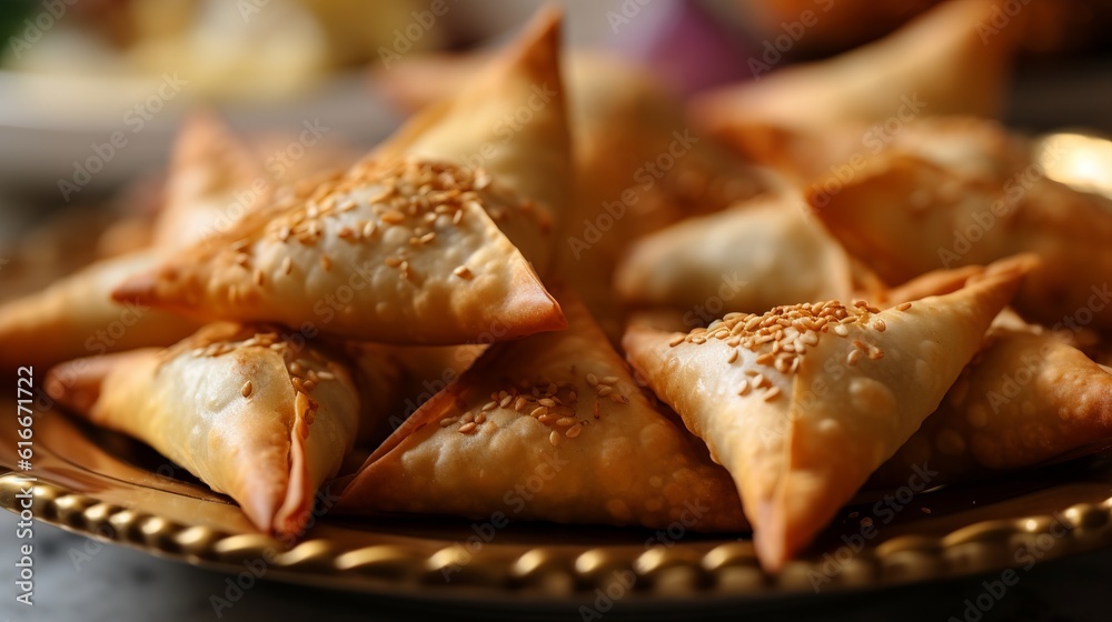 Homemade Samosas Indian Food close up view Generative AI Homemade Samosas Indian Food close up view Generative AI