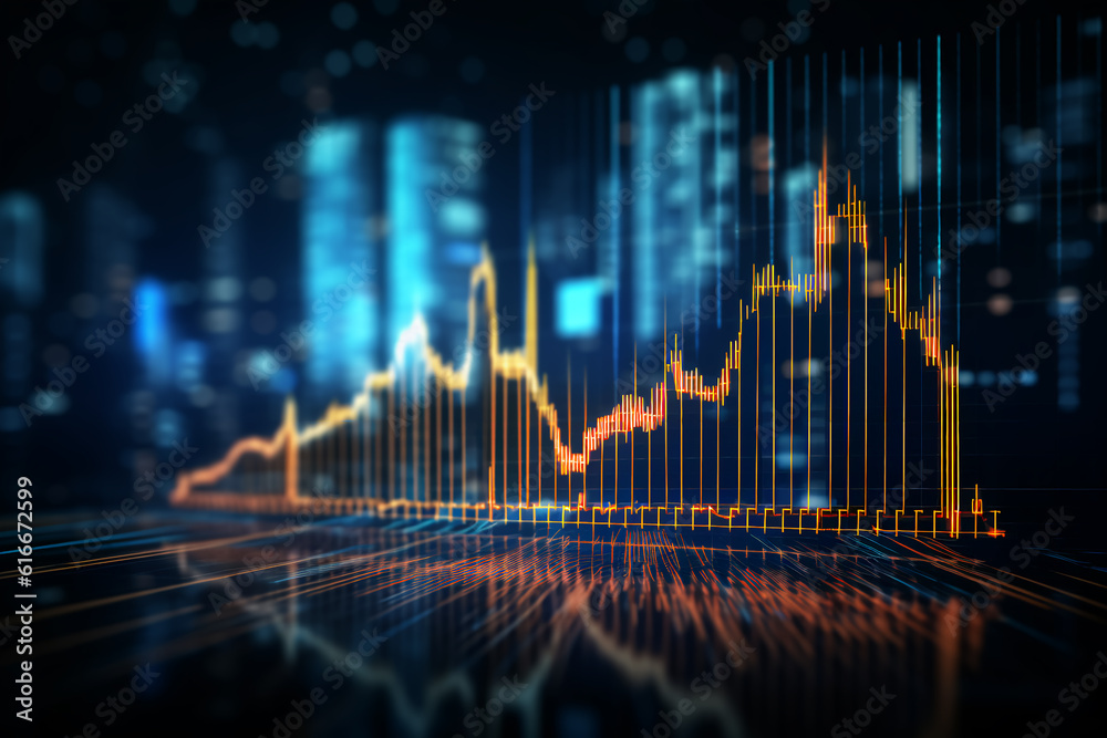 Perspective view of stock market growth Perspective view of stock market growth