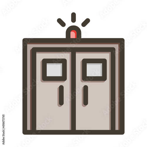 ICU Room Vector Thick Line Filled Colors Icon Design