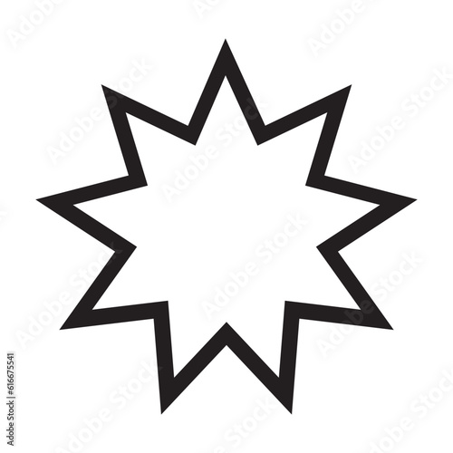 Baha'i religious symbol, vector illustration, black on white background