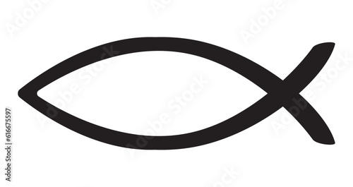 Christianity ichthys symbol, vector illustration, black on white background