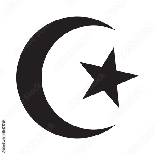 Islam religious symbol, vector illustration, black on white background