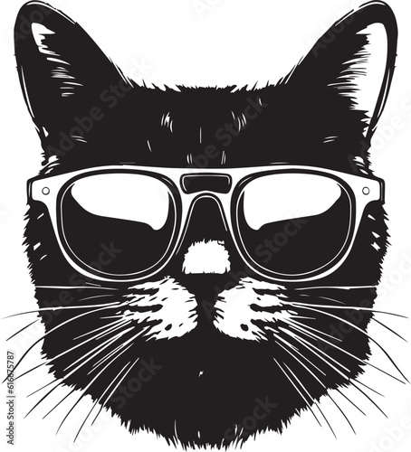 Cat in a sunglasses Vector Illustration, SVG	