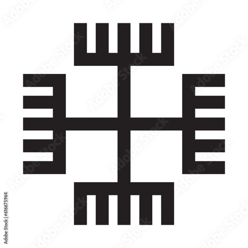 Paganism religious symbol, vector illustration, black on white background