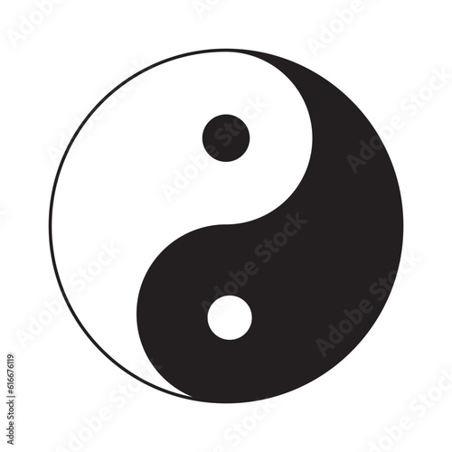 Taoism religious symbol, vector illustration, black on white background