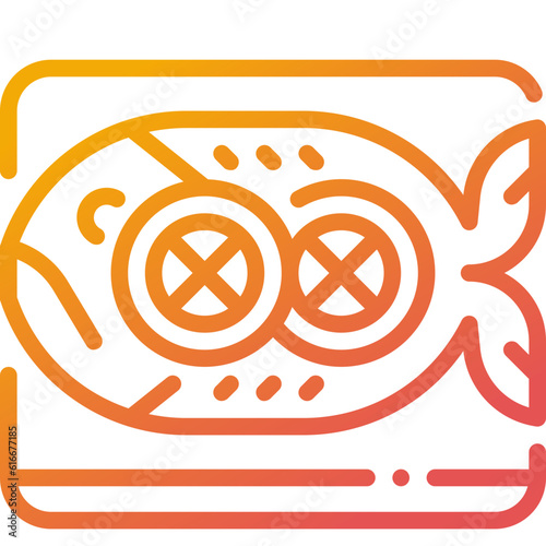 cooked fish gradient line icon