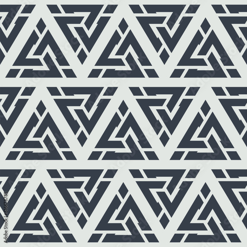Viking Valknut Celtic Seamless pattern. Vintage background. Medieval manuscript, engraving art. Nordic ethnic Ethnic Geometric Vector Background. Aztec, Mayan or or Inca Style