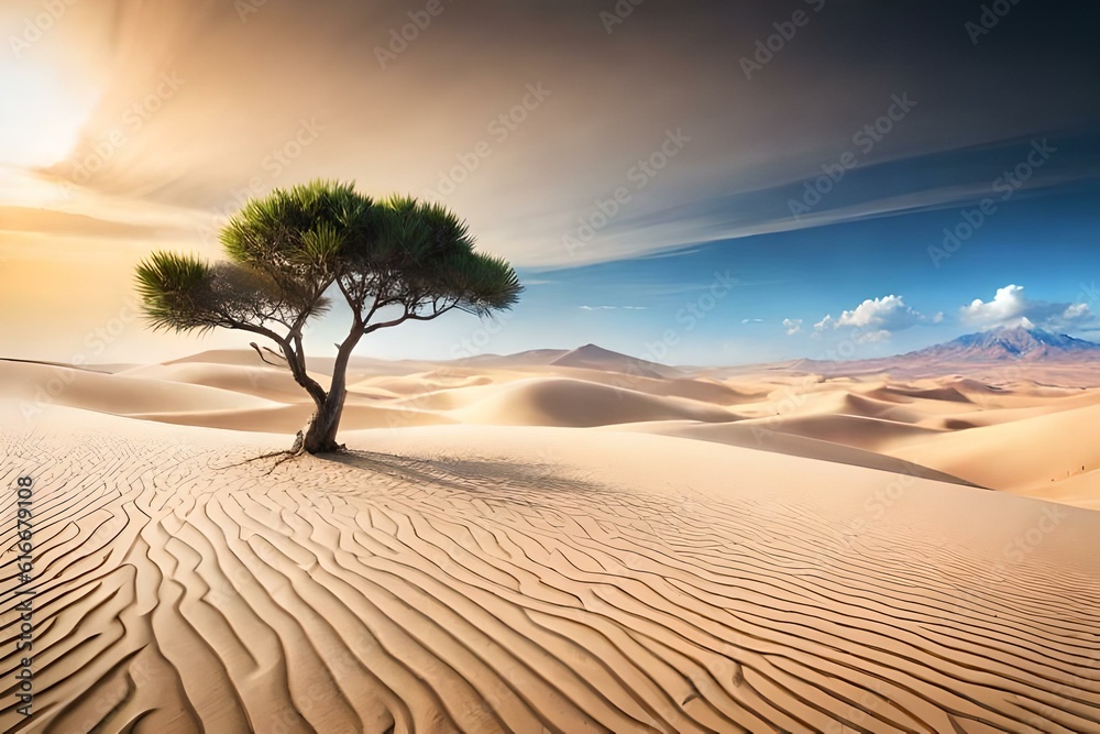 tree in the desert generated ai