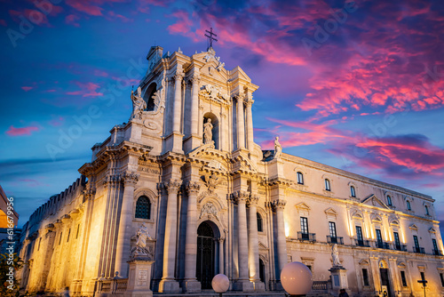 Piazza Duomo in Syracuse, Sicily, Italy