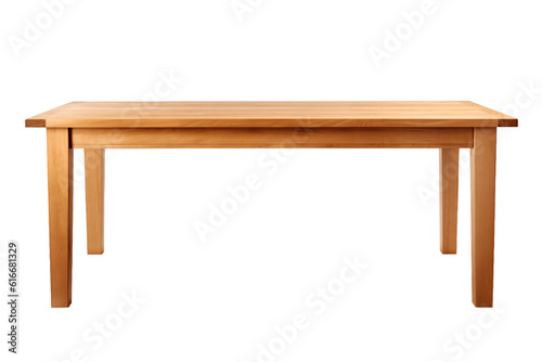 Wooden dining table isolated on transparent background