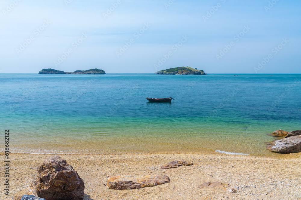 Spring seaside scenery of Binhai Road in Dalian, Liaoning province, China Spring seaside scenery of Binhai Road in Dalian, Liaoning province, China