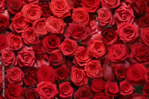 A seamless collage of lush red roses