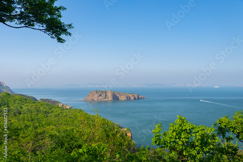 Spring seaside scenery of Binhai Road in Dalian, Liaoning province, China photo