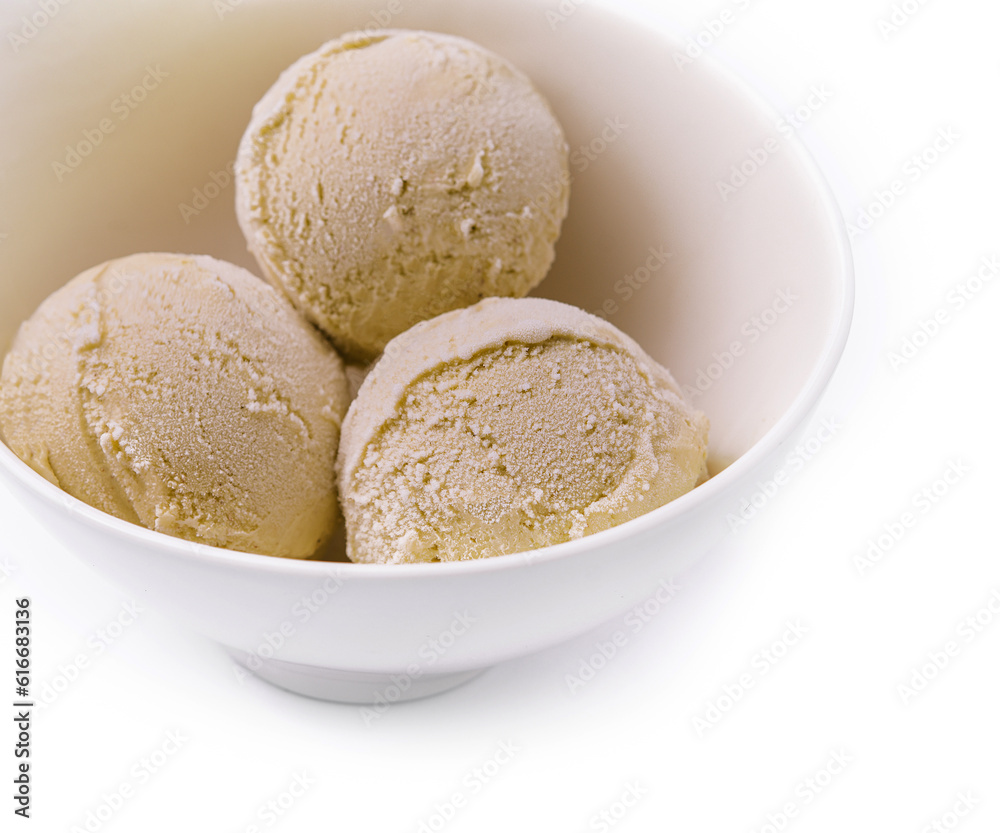 pistachio ice cream in white bowl pistachio ice cream in white bowl