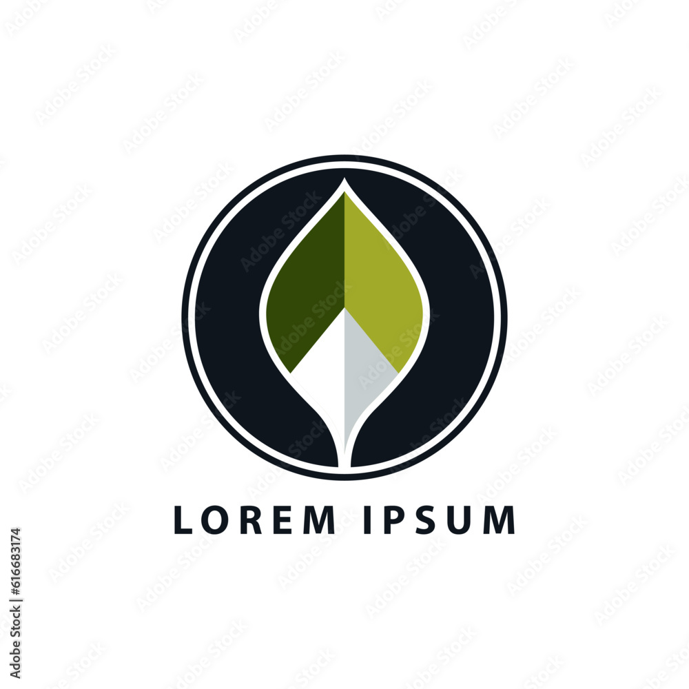 leaf circle logo flat design isolated white background Stock Vector ...